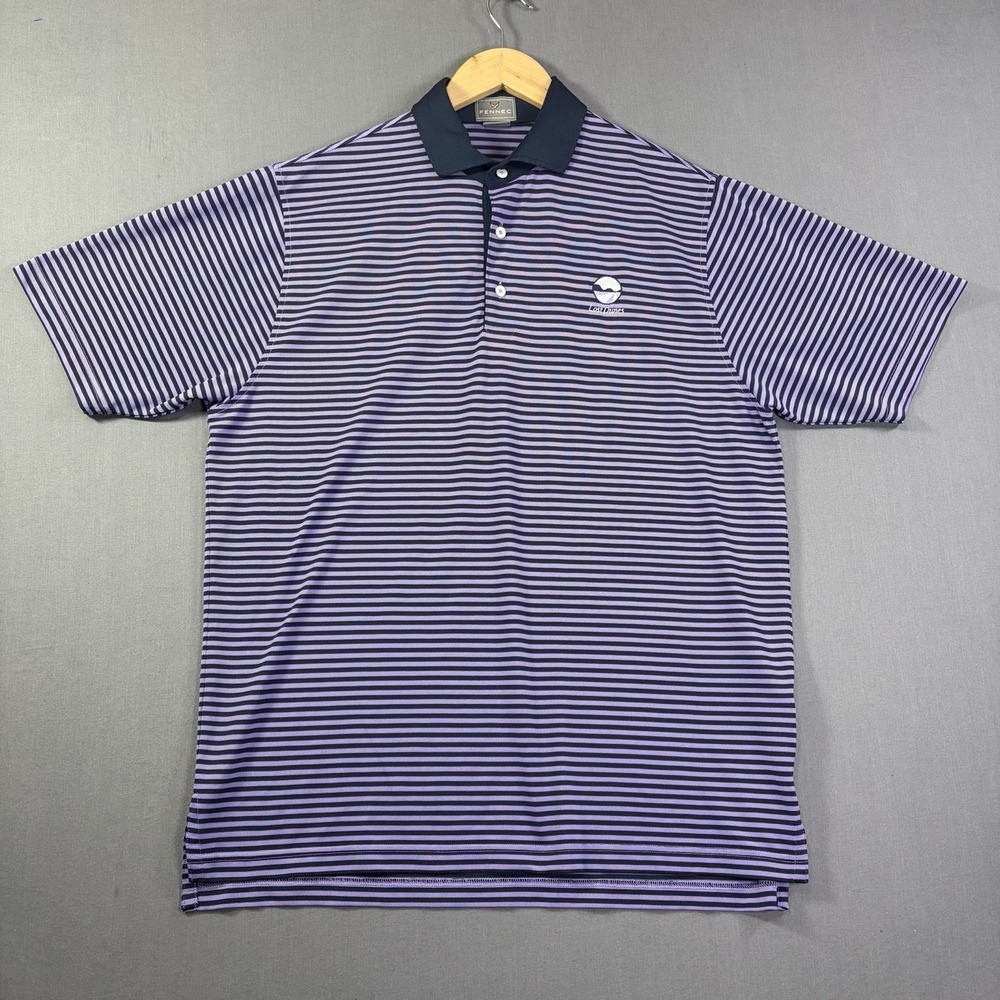 FENNEC Golf Polo Shirt Men Medium Purple Stripe Performance Lost Dunes